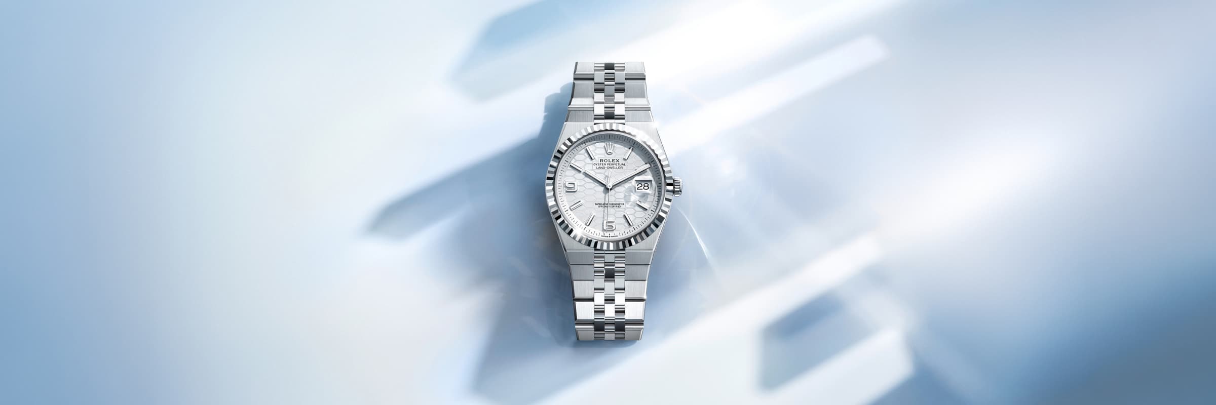rolex Land-Dweller in White Rolesor - combination of Oystersteel and white gold, M127334-0001 - Boglietti Gioielliere