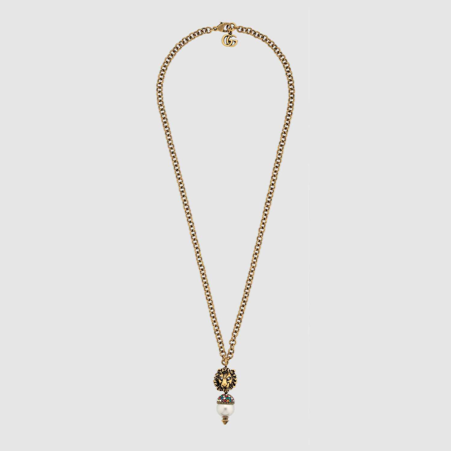 Gucci Lion head necklace with pearl | Boglietti Gioielliere