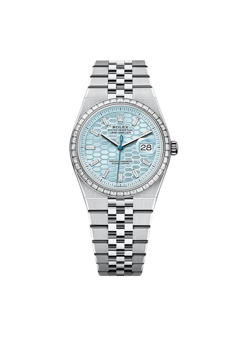 rolex Land-Dweller 36 in Oyster, 36 mm, platino e diamanti, M127286TBR-0001 - boglietti gioielliere